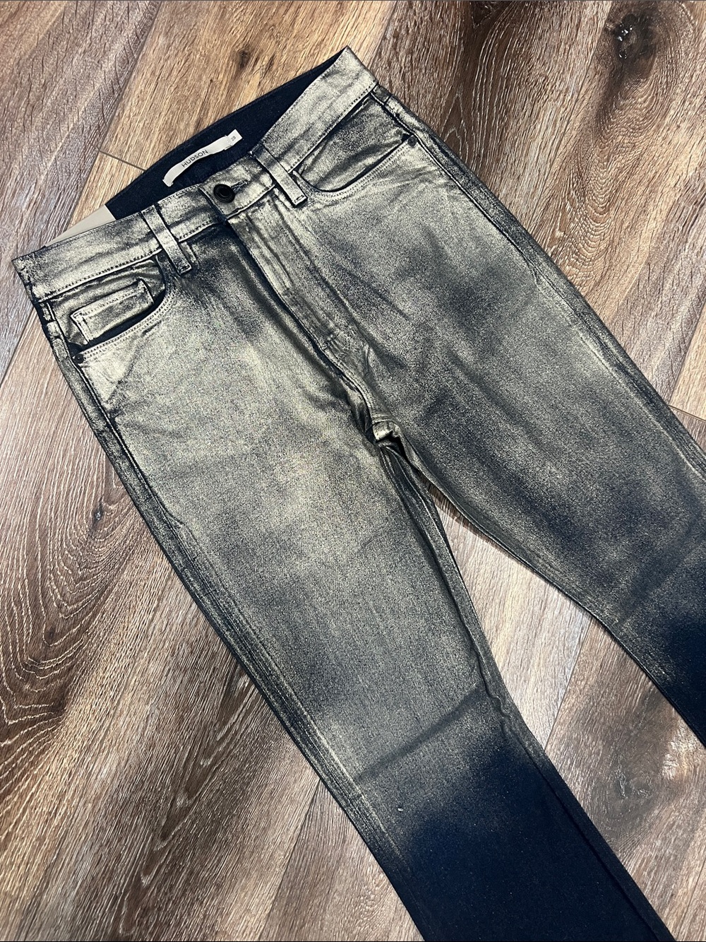 NWT Anthropology Hudson Barbara High-Rise Shine Bootcut Jeans New In Ombré Foil - Picture 9 of 15